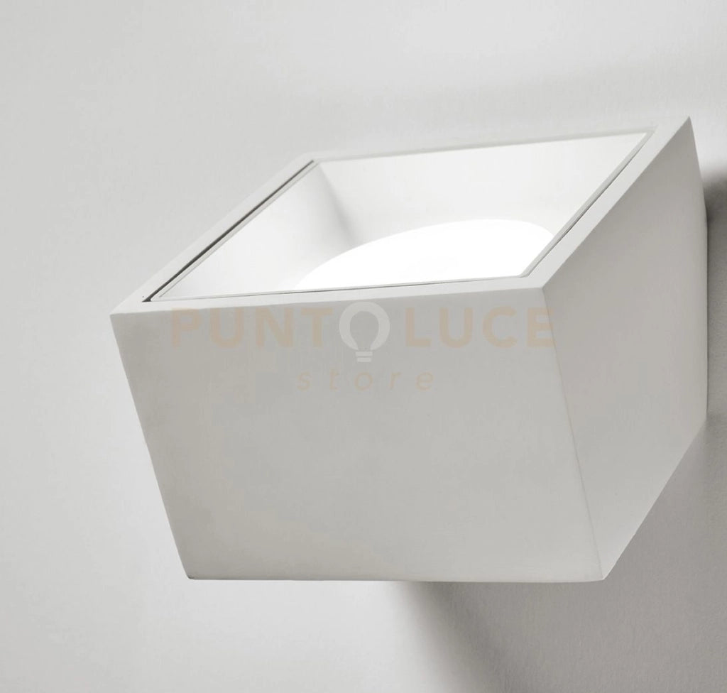 NASSO applique da Parete 1 Luce attacco GX53 Quadrata bianco in gesso e alluminio 60°