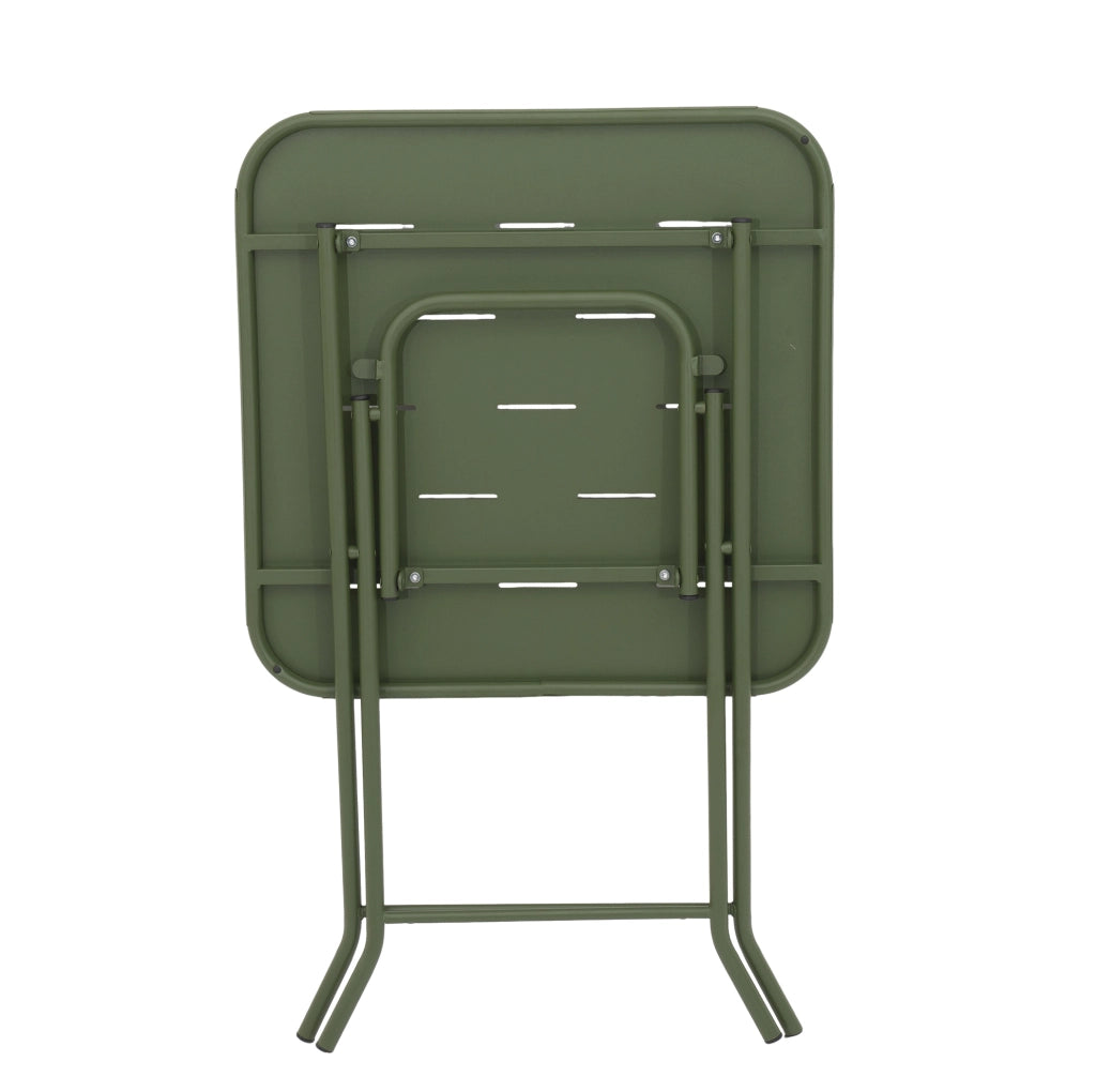 Set bistrot pieghevole da esterno 3 pezzi in acciaio verde