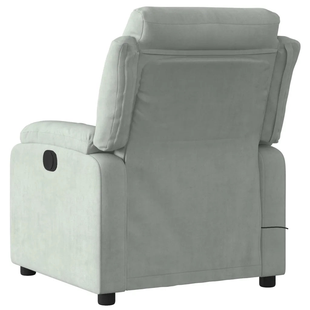 Poltrona Elettrica Massaggi Reclinabile-Divano Sedia Grigio Chiaro Velluto 846898