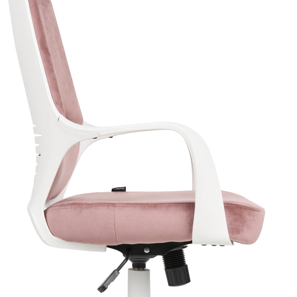 Sedia da ufficio in velluto girevole regolabile in altezza reclinabile in schiuma stampata a iniezione colore rosa pastello