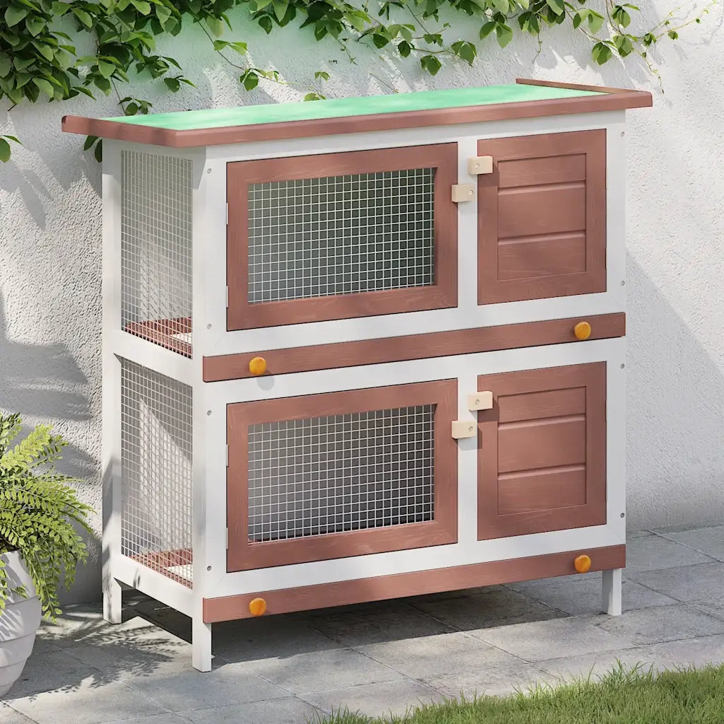Conigliera per Esterni con 4 Porte Marrone in Legno CFW3789938
