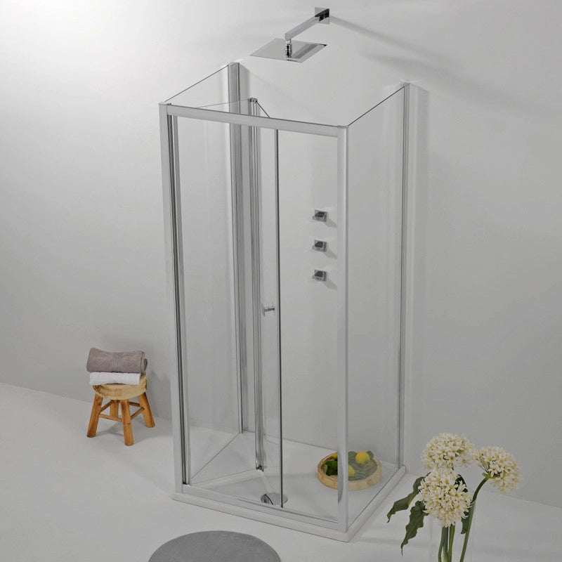 Box Doccia a Libro 3 Lati 80x90x80 Apertura Centrale Trasparente 6 mm