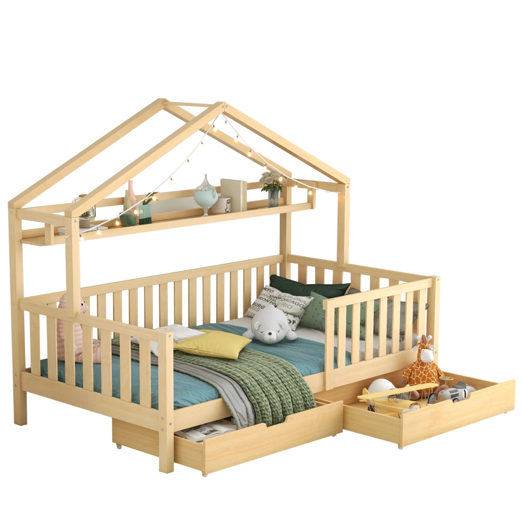 letto per bambini in legno massello naturale 90 x 200 cm