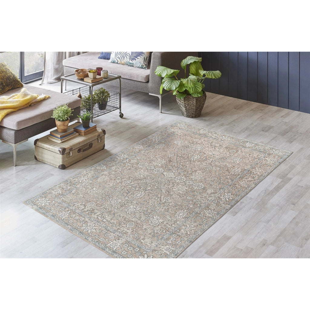 Tappeto Percy Khaki e Beige con stampa digitale