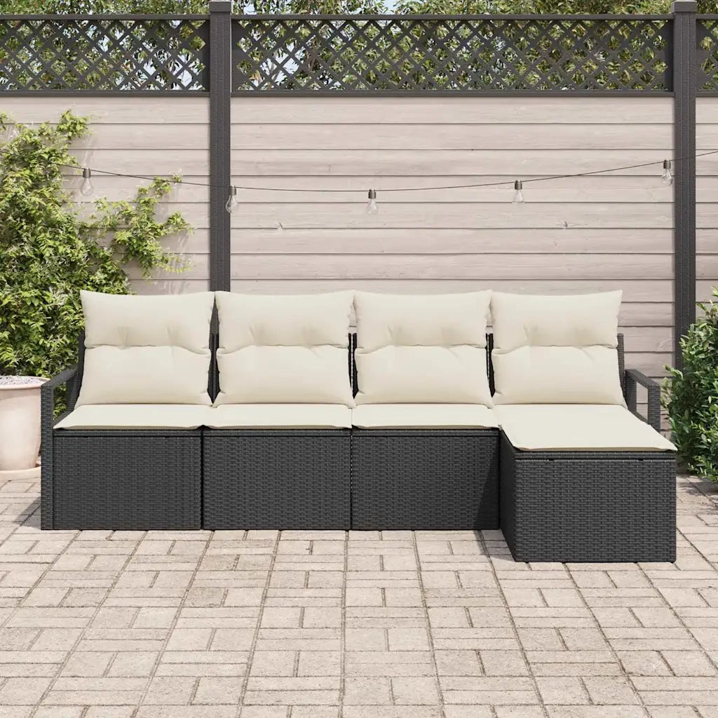 Set di divani 5 pcs Nero polyrattan