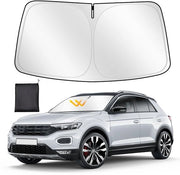 Zonnescherm auto per vetri anteriori personalizzato per VW T-ROC 2018-2024, schermo per vetri anteriori pieghevole, tessuto reflectente poliestere densificato blocca raggi UV e mantiene la vettura più fresca