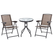 Set Giardino 3 Pezzi con Sedie Pieghevoli e Tavolo Rotondo ¨C Minimal ¨C Grigio