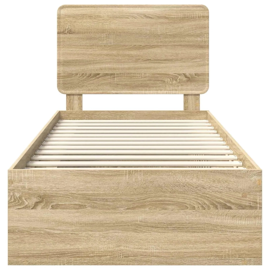 Letto singolo | Letto per adulti | Struttura del letto Rovere Sonoma 75 x 190 cm Pino massello