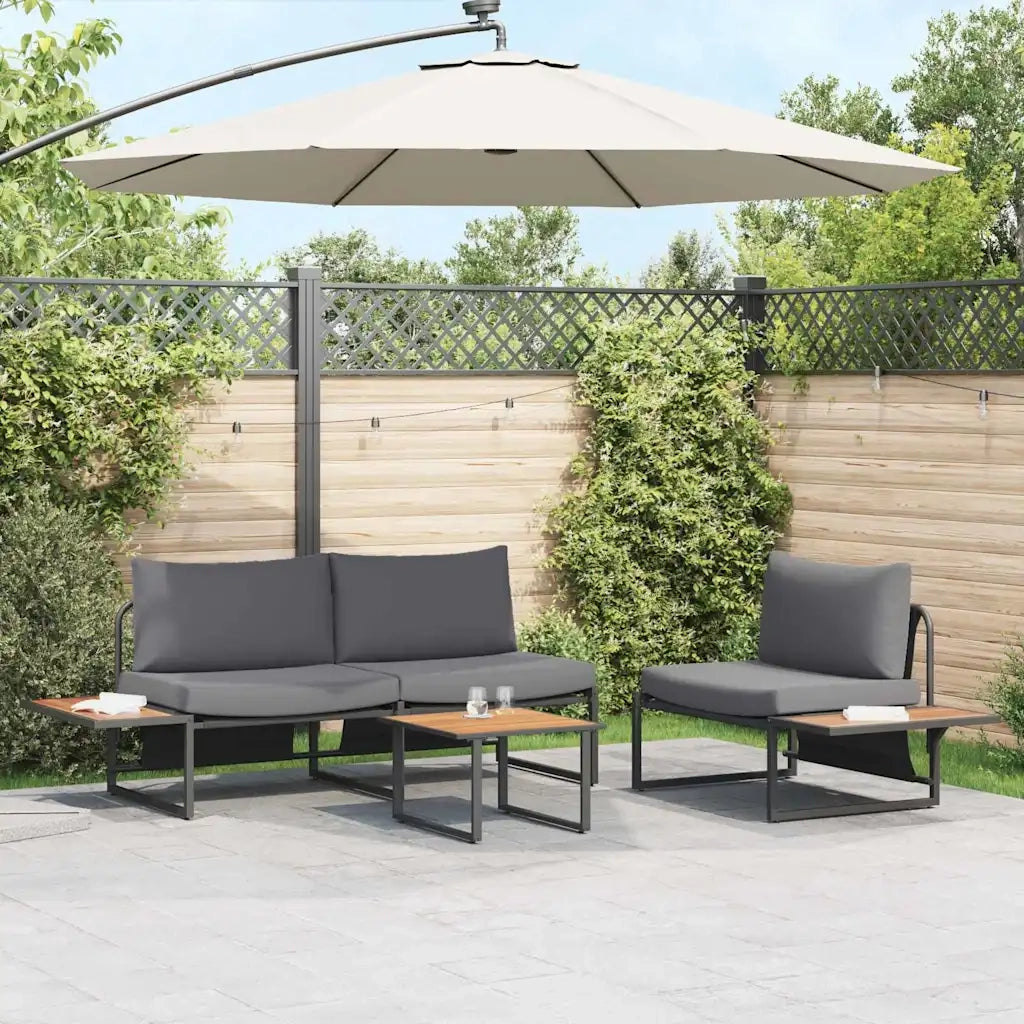 Set da Pranzo per Giardino 3 pz | Set Salotto da Giardino Antracite Acciaio