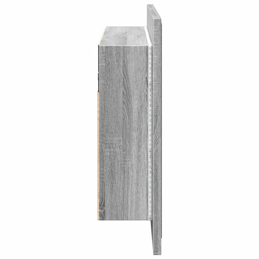 Armadietto a Specchio con LED-Mobile con specchio Grigio Sonoma 80x12x45cm Acrilico