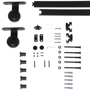 Kit Porta Scorrevole in Acciaio al Carbonio con Binari. Fermi e Guide. 200x40x0.6 cm. Nero