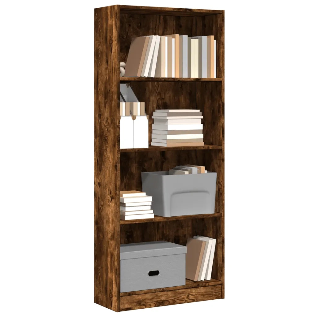 Libreria-Scaffale per Libri-Mobile di Stoccaggio Rovere Fumo 60x24x143 cm in Legno Multistrato