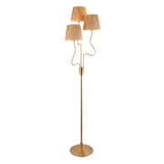 Lampada da terra Wriggle boho ottone e rafia 3 luci E14