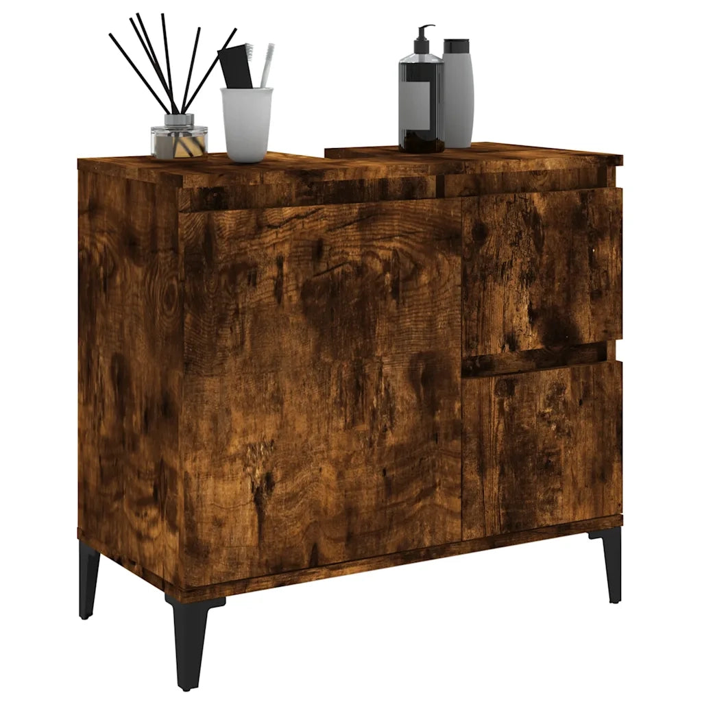 Armadietto Bagno | Armadio da bagno Rovere Fumo 65x33x60 cm in Legno Multistrato