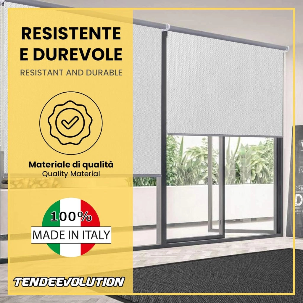 Tenda a Rullo Su Misura RODANO OSCURANTE - Larghezza 3m x Altezza 1,50m - Colore Bianco 1 - Ideale per Interni ed Esterni