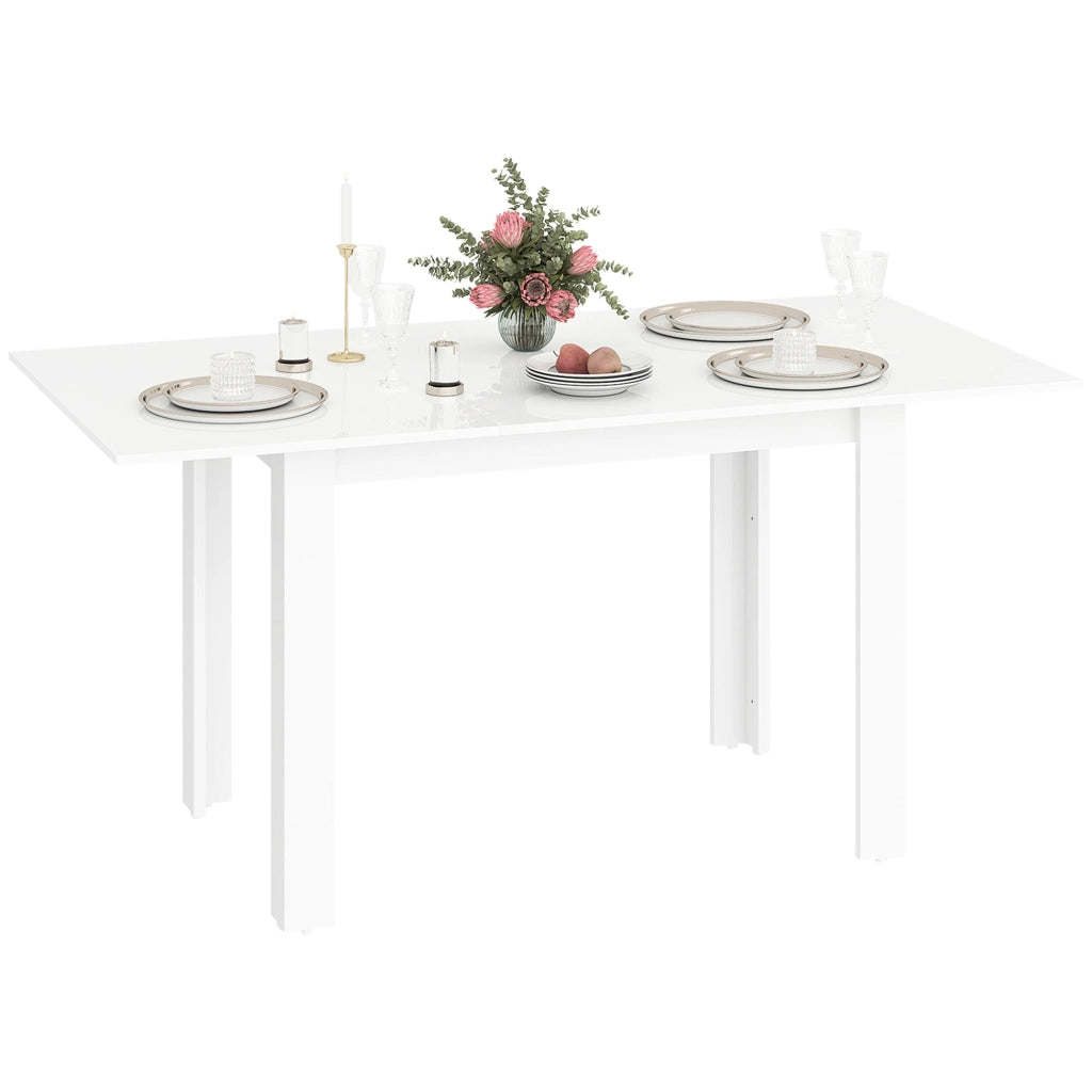 Tavolo da Pranzo Allungabile 120-160x80x78 cm per 4-6 Persone con Pannelli a Ribalta in Legno Bianco