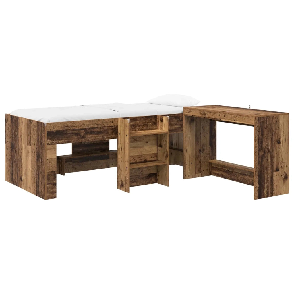 Letto alto per bambini con scrivania 2 pz Legno antico 3423484