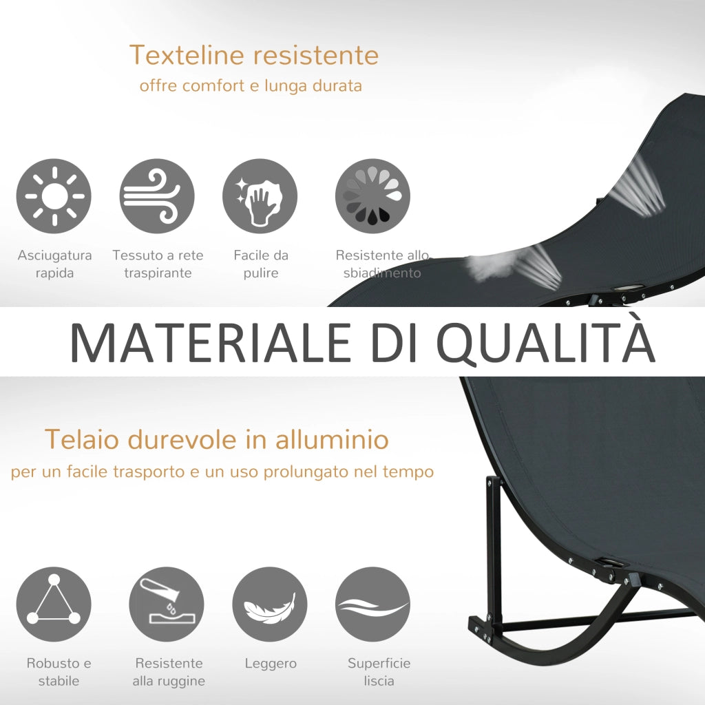 Sdraio Pieghevole da Giardino ¨C Xylo ¨C Alluminio e Textilene 61x165x63cm Set 2 Pezzi
