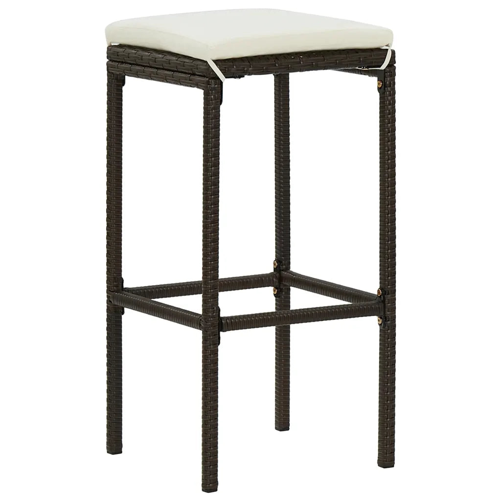 Set Bar da Giardino 3 pz | Set Salotto da Giardino con Cuscini in Polyrattan Marrone