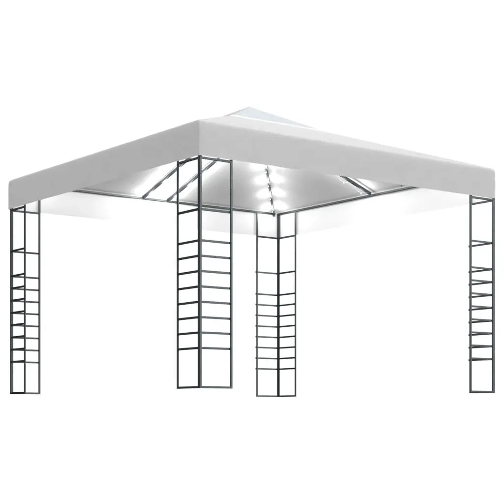 Gazebo | Pergolato da Giardino con Luci a Stringa LED 3x3 m Bianco