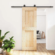 Porta scorrevole Naturale e Nero 70 x 210 cm 3444992