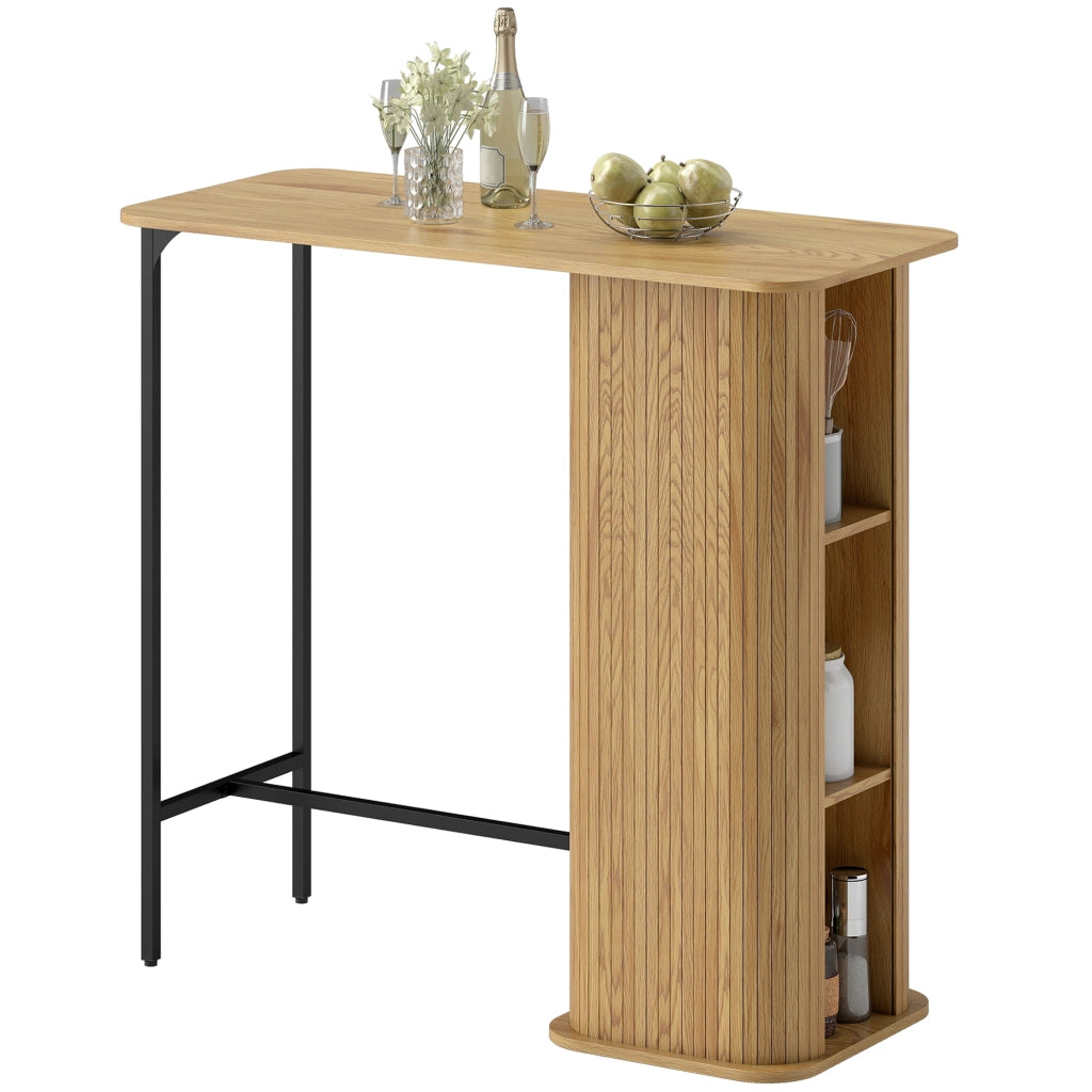 Tavolo da Bar con 3 Ripiani ¨C Zephmum ¨C Legno Naturale 112x50x106cm