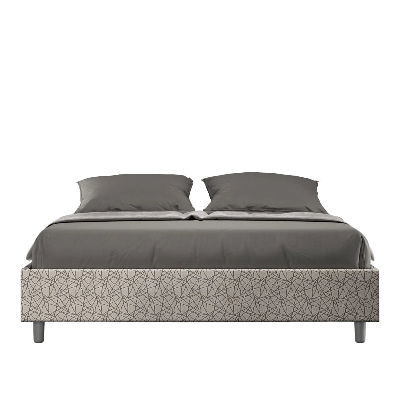 Letto Sommier imbottito Matrimoniale 160x200 cm tessuto Era Azelia - Senza rete,Grigio