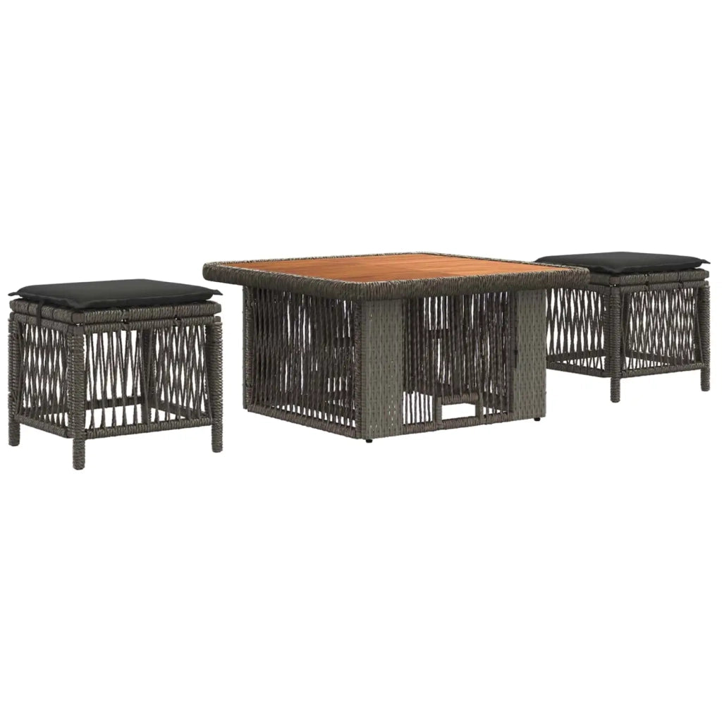 Set da Pranzo per Giardino 3 pz | Set Salotto da Giardino Grigio e Grigio Scuro
