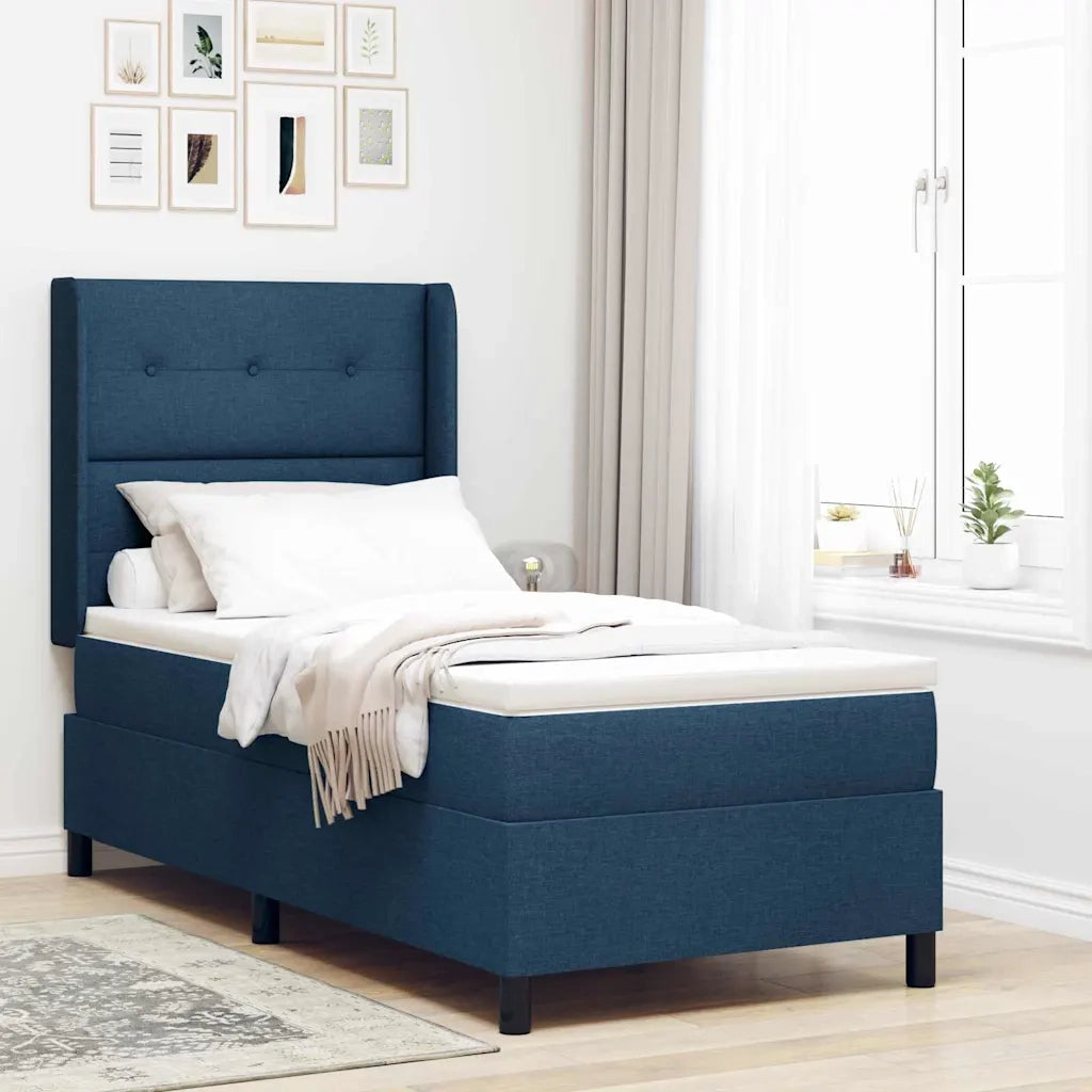 Letto a Sorgente LED con materasso Blu 90 x 190 cm Tessuto
