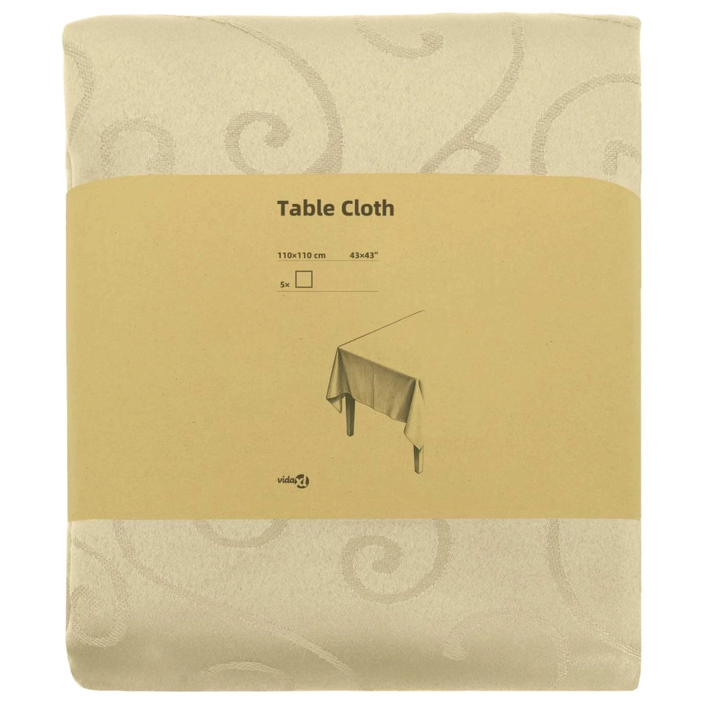 Tovaglia da Tavolo 5 pz Quadrato Bianco Crema 110 x 110 cm 42040419