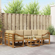 Set di divani da esterno con cuscino 7 pcs Naturale e Beige 3366096