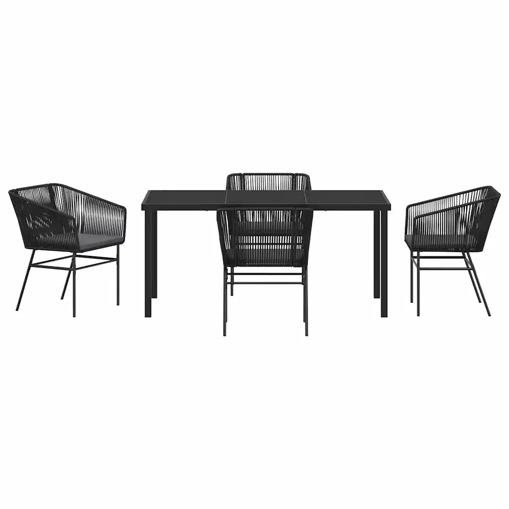 Set da Pranzo per Giardino con cuscino 5 pcs Nero