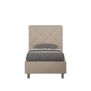 Letto singolo senza rete imbottito 80x190 similpelle tortora Priya