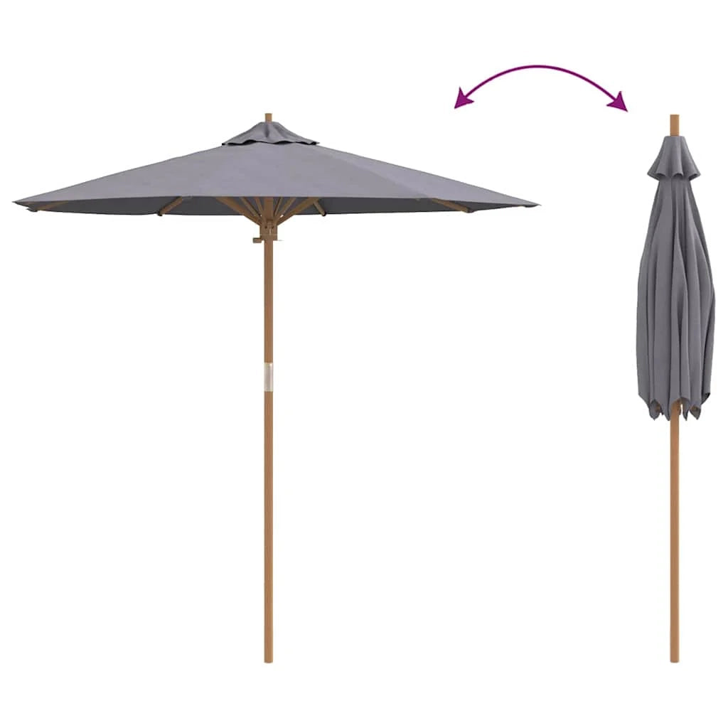 Ombrellone da giardino rotondo 270 x 260 cm stile minimalista leggero pratico in bambù grigio scuro 02_0058247