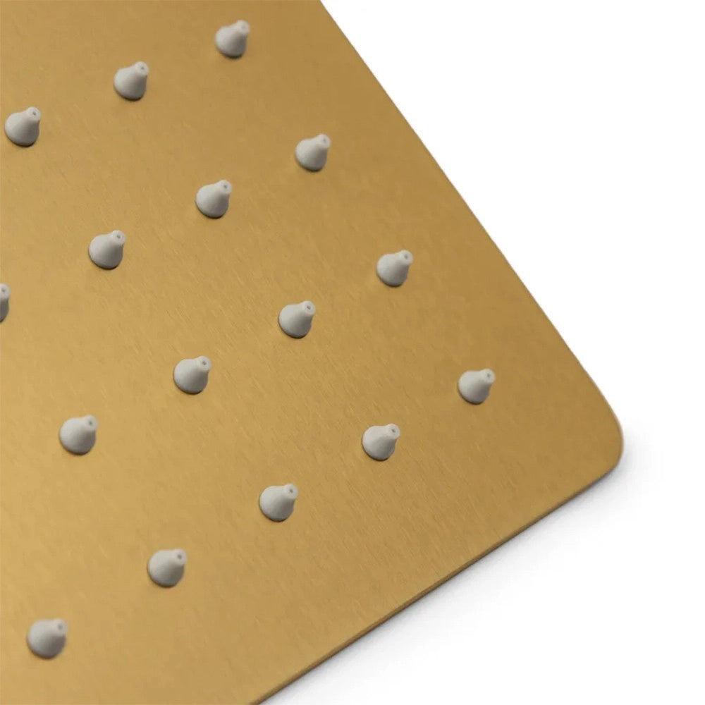 Trade Shop - Soffione Doccia Ultra Slim Quadrato 25x25cm Oro Satinato Attacco Universale ½ Bagno 87882 -