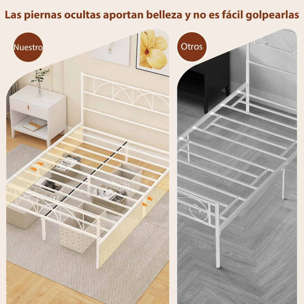 Letto Matrimoniale con Contenitore e Testiera in Acciaio ¨C Zephmum ¨C 140x190 cm