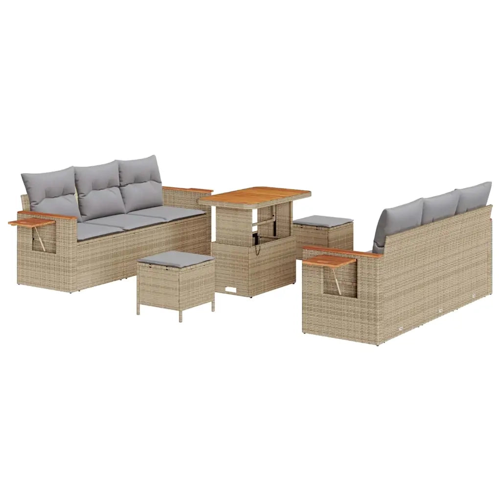 Set Divano da Giardino 11 pcs Beige e Grigio Chiaro polyrattan