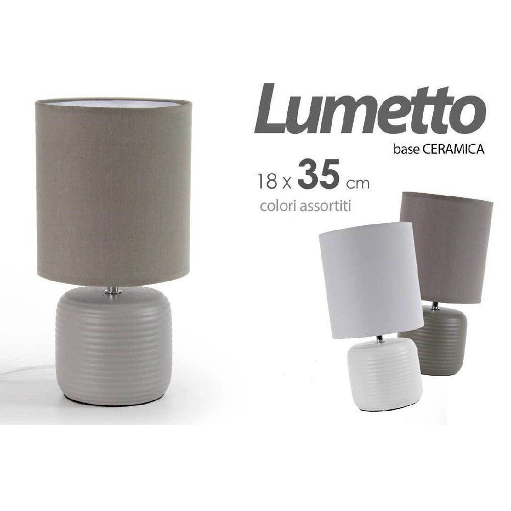 Trade Shop - Lampada Lumetto Abat Jour Tavolo Base Ceramica Matt 18x35 Cm Vari Colori 752452 -