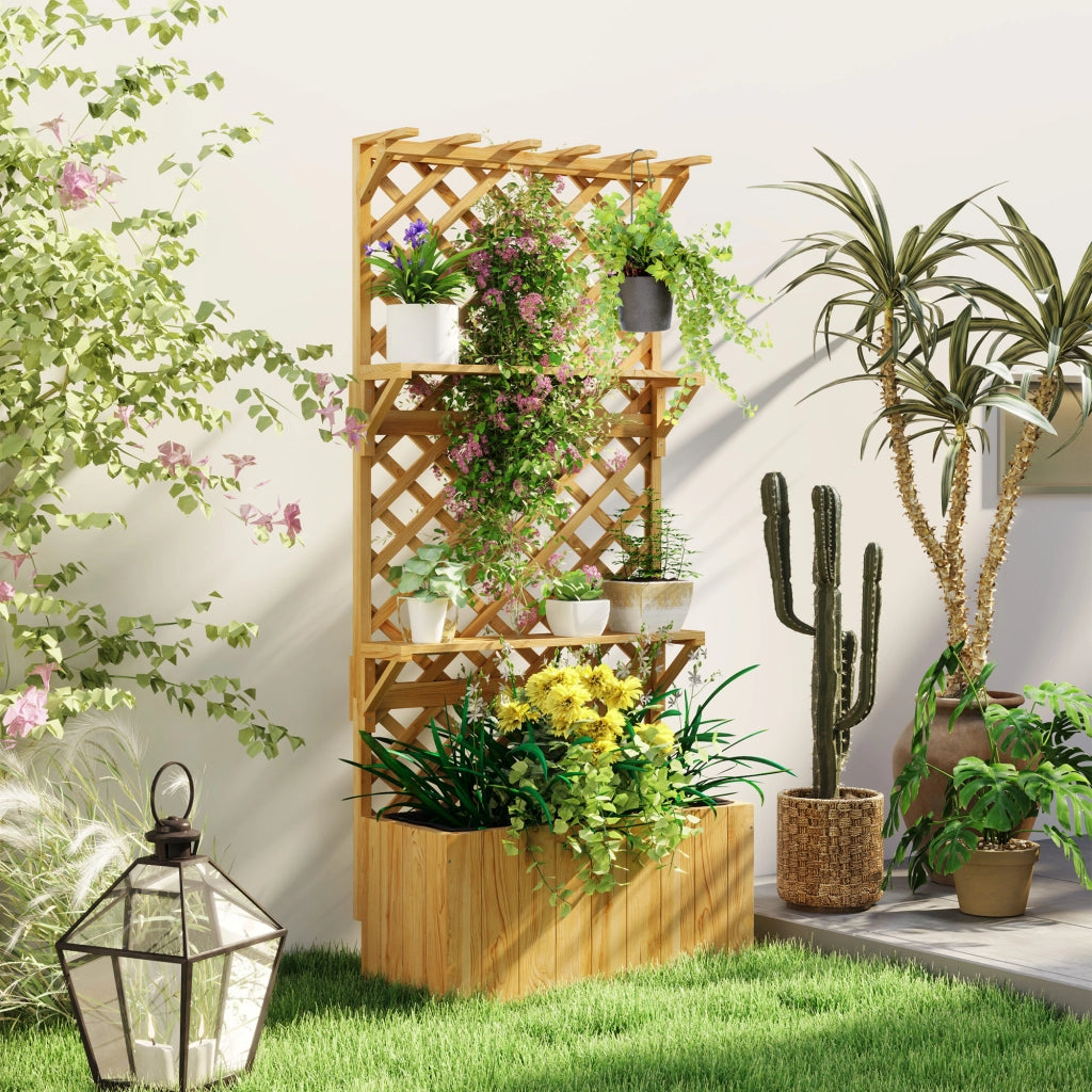 Fioriera con traliccio e tettoia - Xylo - Legno naturale con drenaggio