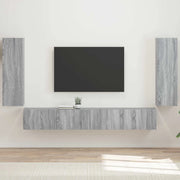 Set di Mobiletto da TV a Parete 4 pz-Credenza per TV sospesa Grigio Sonoma 512058