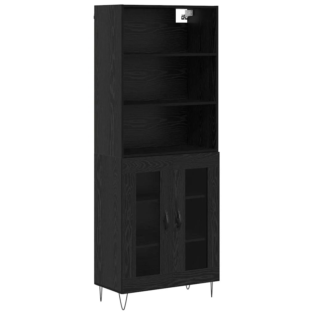 Credenza-Buffet-Armadio da cucina Rovere Nero 69,5 x 34 x 180 cm Legno multistrato 945104