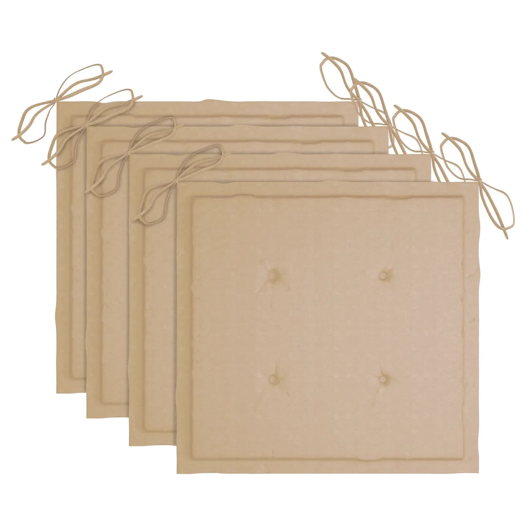 Sedie da Giardino Impilabili 4 pz con Cuscini Massello di Teak 3073213