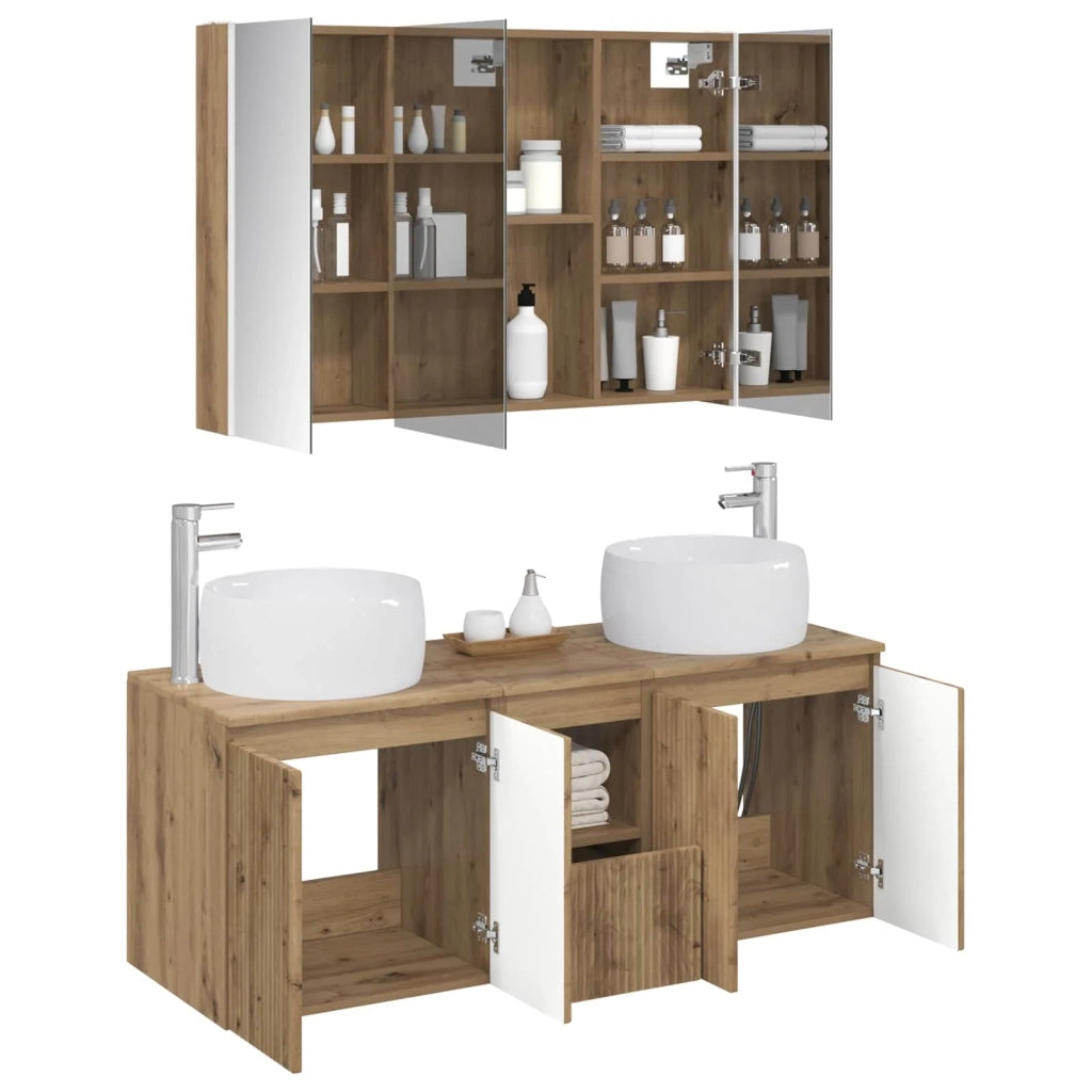 Set di Armadi da Bagno 4 pz Rovere Artigianale 3406550