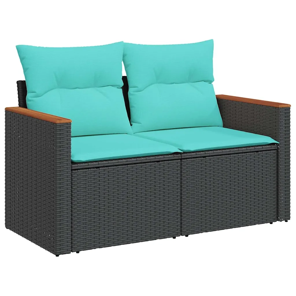 Set Divani da Giardino 13 pz con Cuscini Nero in Polyrattan 3226519