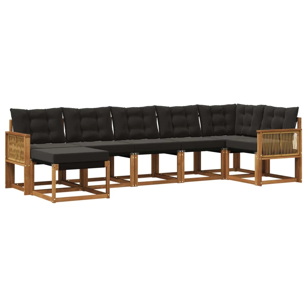 Set di divani da esterno con cuscino 7 pcs Naturale e Nero 3382100