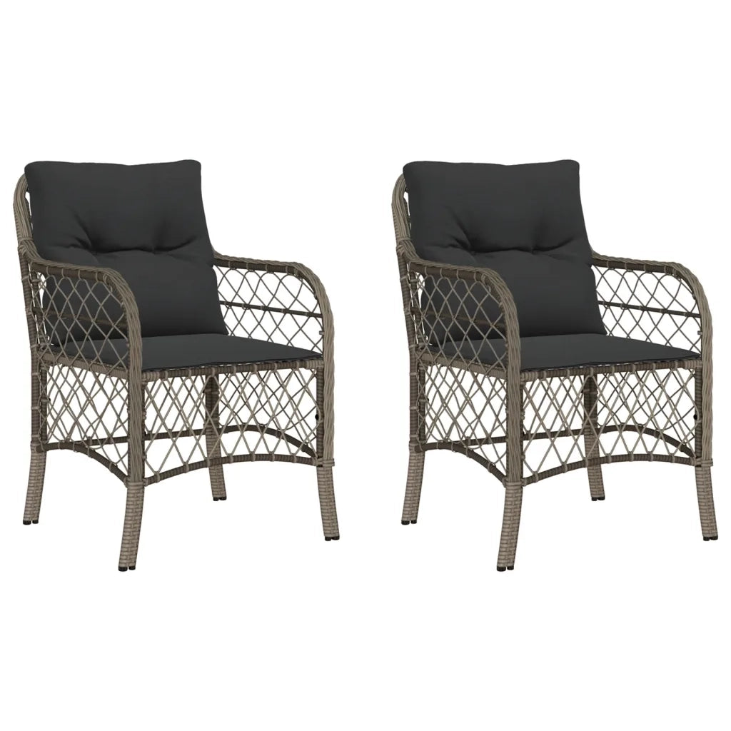 Sedie da Giardino con Cuscini 2 pz Grigie in Polyrattan 365155