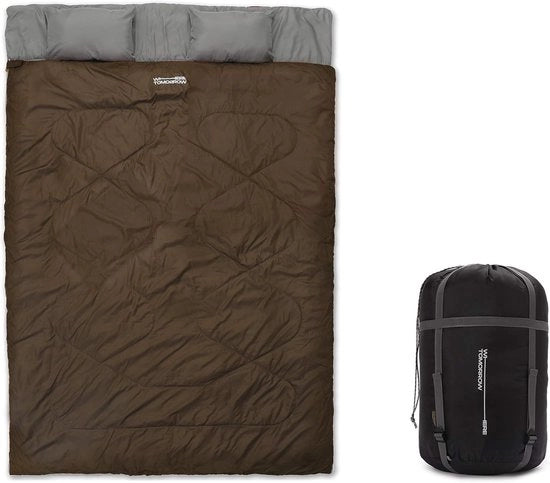 Sacco da Campeggio per Due Persone - 230 x 80 cm - Ideale per Campeggi - Compreso Borsa - Temperatura Minima -5 °C - Disponibile in Molti Colori
