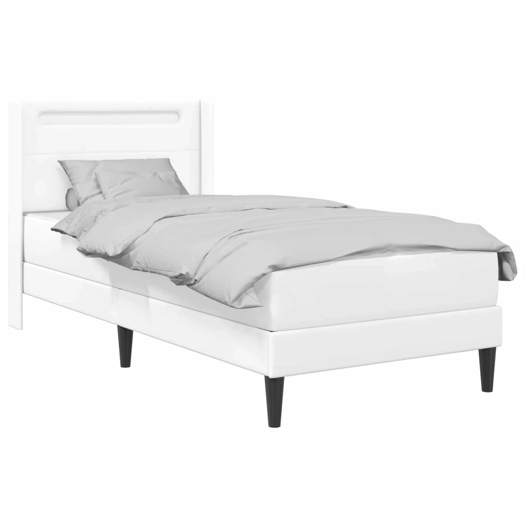 Letto singolo | Letto per adulti | Struttura letto con materasso Bianco 100 x 200 cm Similpelle