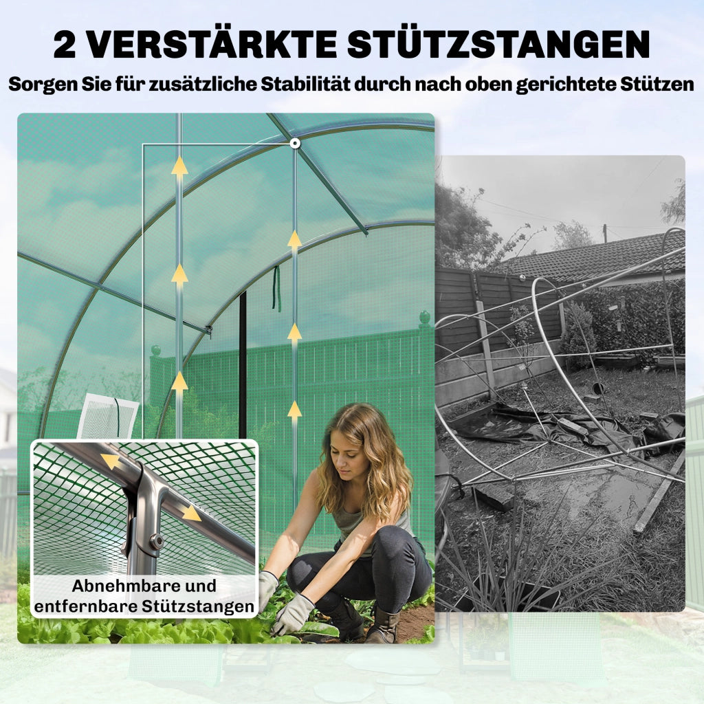 Serra da Giardino 4x3x2m con Porta Zip e 8 Finestre a Rete ¨C Xylo ¨C Verde
