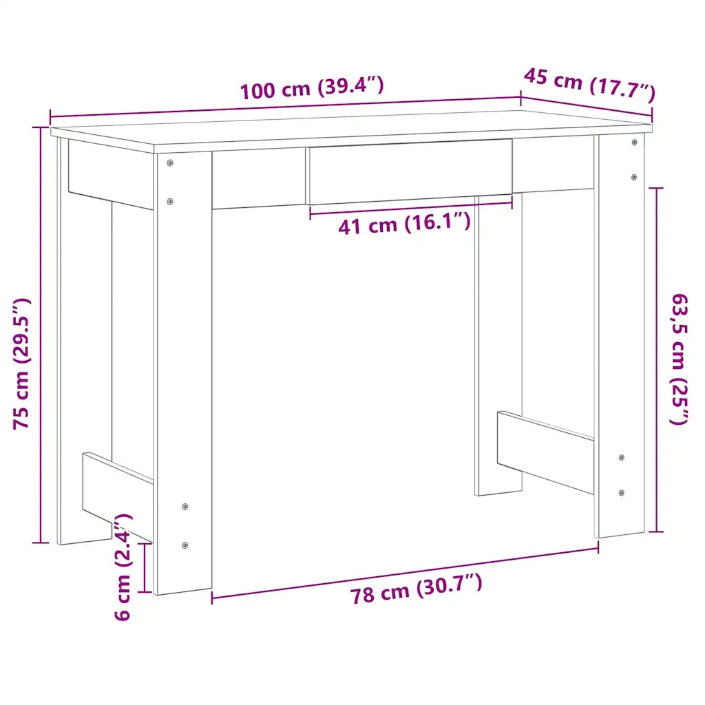 Scrivania | Tavolo da Ufficio Rovere Sonoma 100x45x75 cm in Legno Multistrato